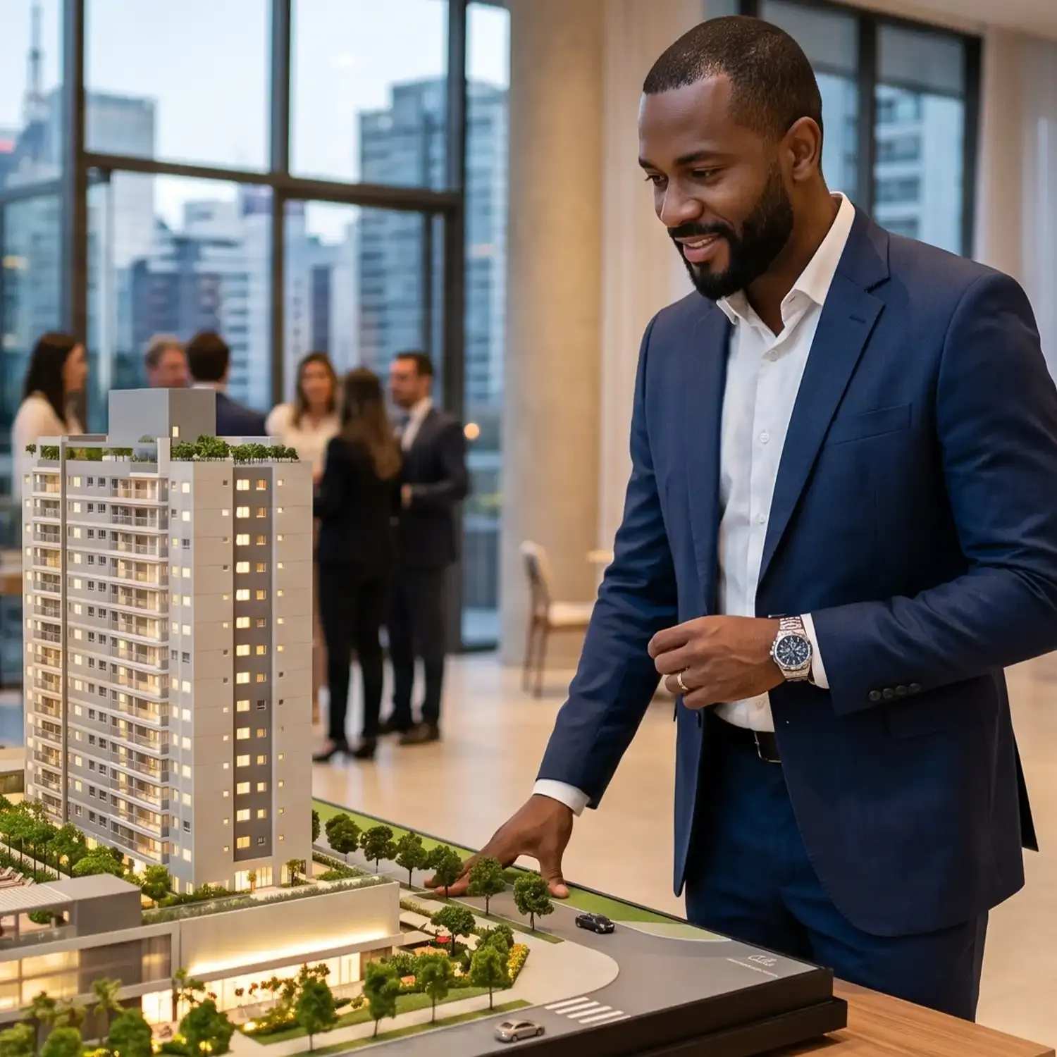 Homem corporativo analisando empreendimento